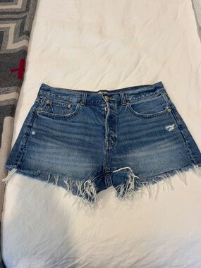 Madewell Brynn Buttonfly Distressed Denim Shorts Size 29